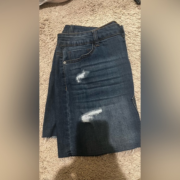 Vanilla Star Dark Blue Distressed Mini Skirt - Picture 4 of 4